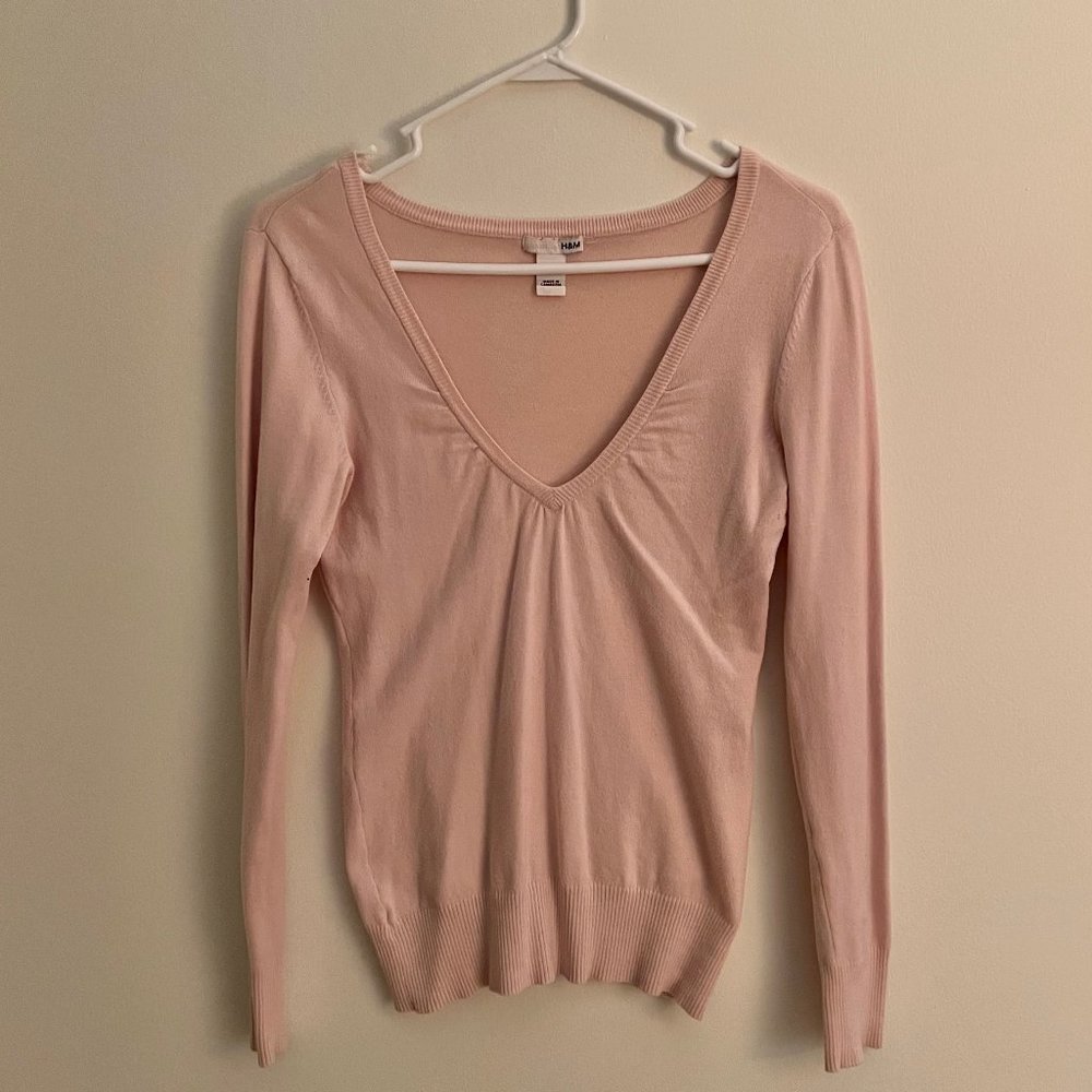 Pink V-Neck Sweater